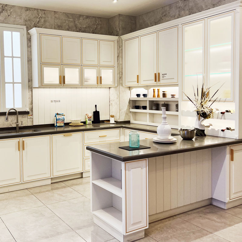 High gloss white kitchen cabinets